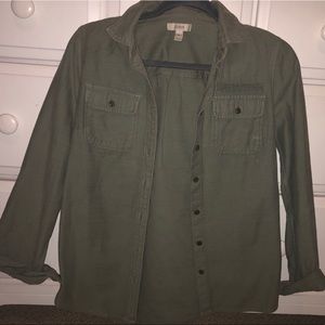 JCREW army green button up